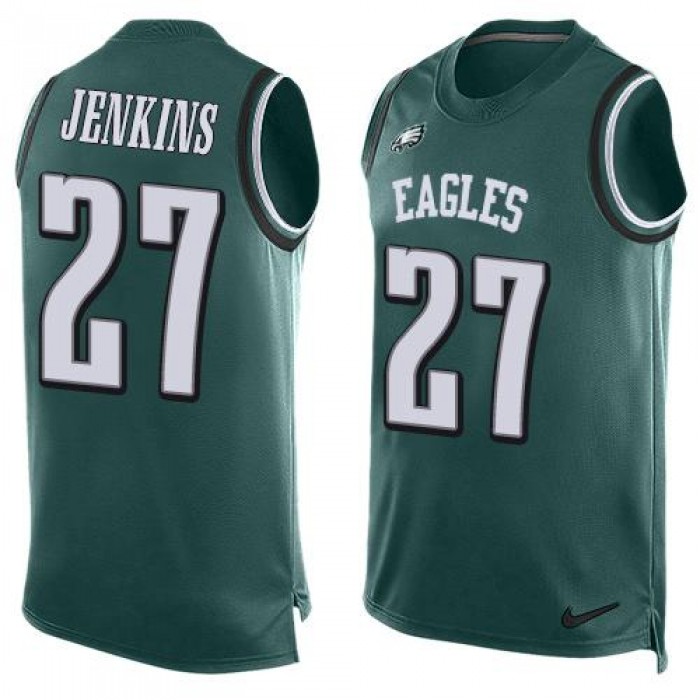 Men's Philadelphia Eagles #27 Malcolm Jenkins Midnight Green Hot Pressing Player Name & Number Nike NFL Tank Top Jersey