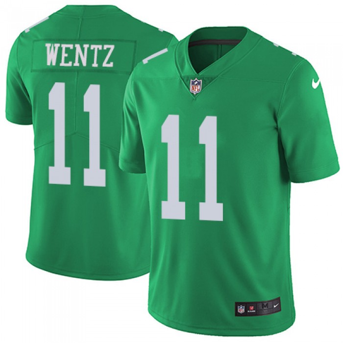 Nike Philadelphia Eagles #11 Carson Wentz Green Men's Stitched NFL Limited Rush Jersey