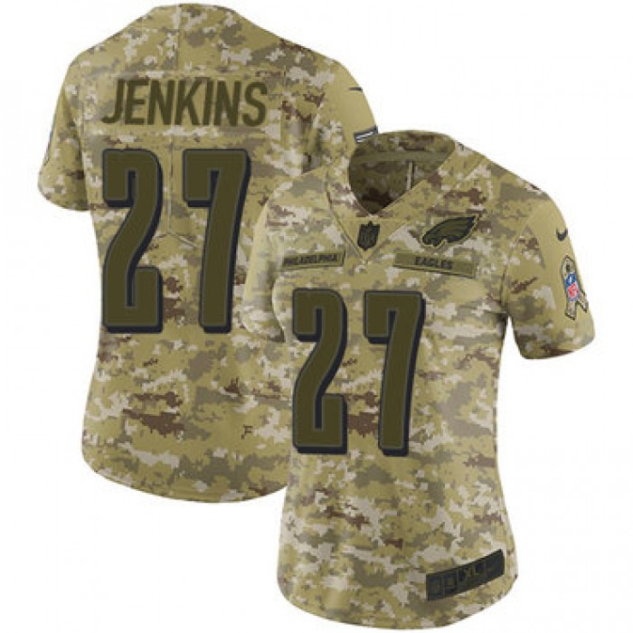 Nike Eagles #27 Malcolm Jenkins Camo Women's Stitched NFL Limited 2018 Salute to Service Jersey