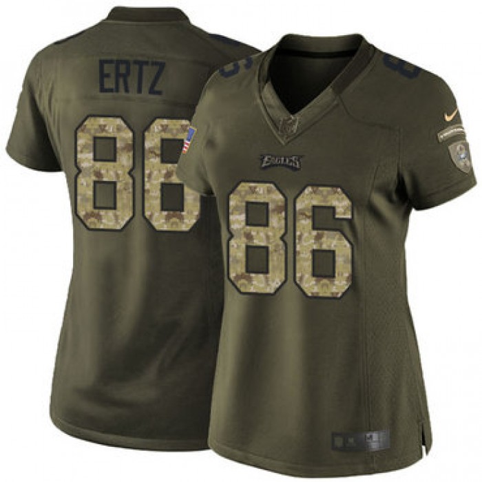 Women's Nike Philadelphia Eagles #86 Zach Ertz Green Stitched NFL Limited 2015 Salute to Service Jersey