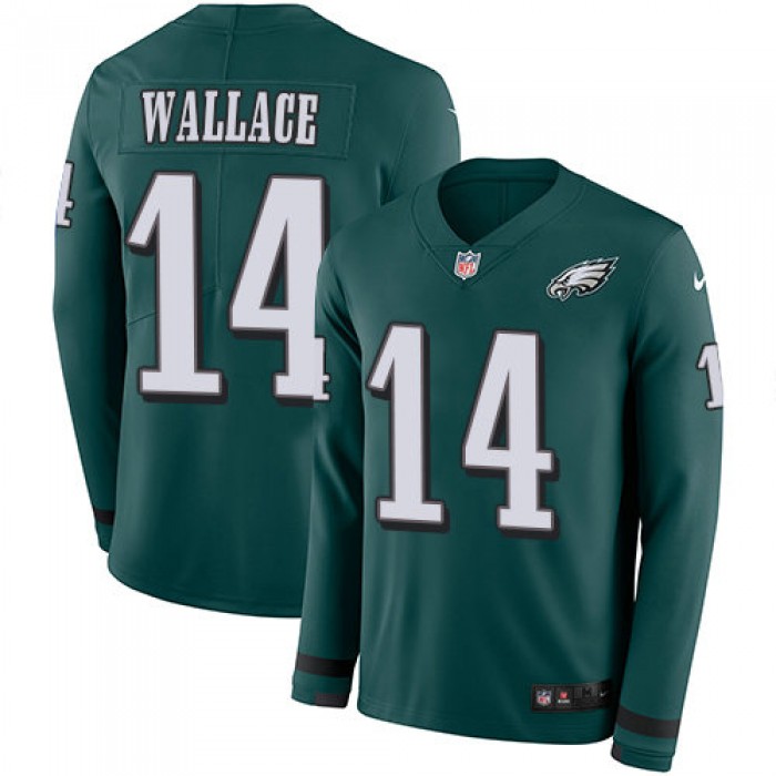 Nike Eagles 14 Mike Wallace Midnight Green Team Color Men's Stitched NFL Limited Therma Long Sleeve Jersey
