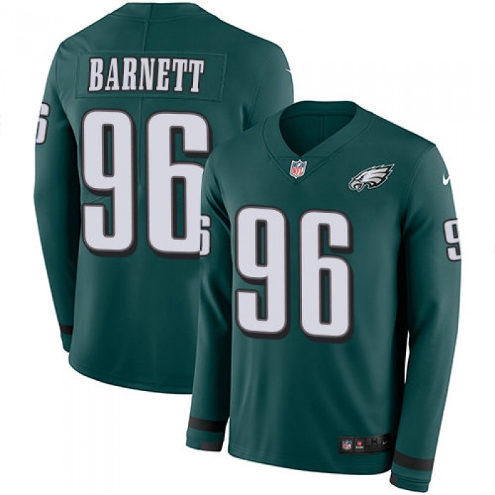 Nike Eagles 96 Derek Barnett Midnight Green Team Color Men's Stitched NFL Limited Therma Long Sleeve Jersey