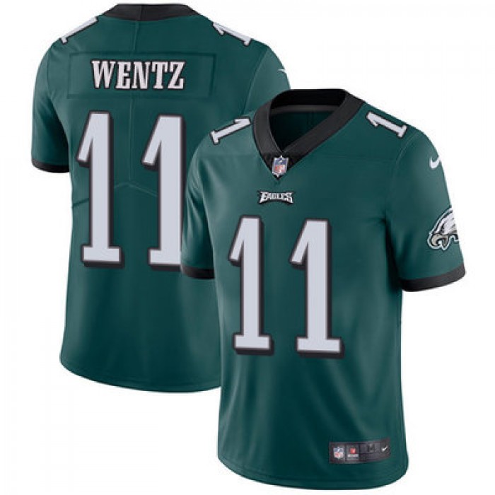 Youth Nike Philadelphia Eagles #11 Carson Wentz Midnight Green Team Color Stitched NFL Vapor Untouchable Limited Jersey