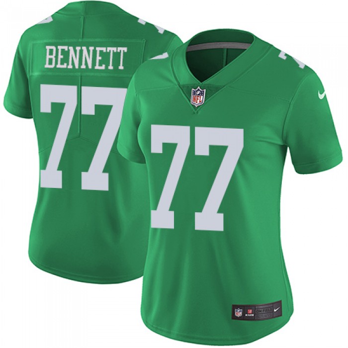 Nike Eagles #77 Michael Bennett Green Women's Stitched NFL Limited Rush Jersey