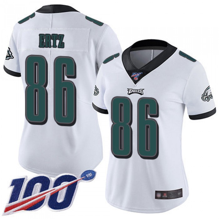 Nike Eagles #86 Zach Ertz White Women's Stitched NFL 100th Season Vapor Limited Jersey