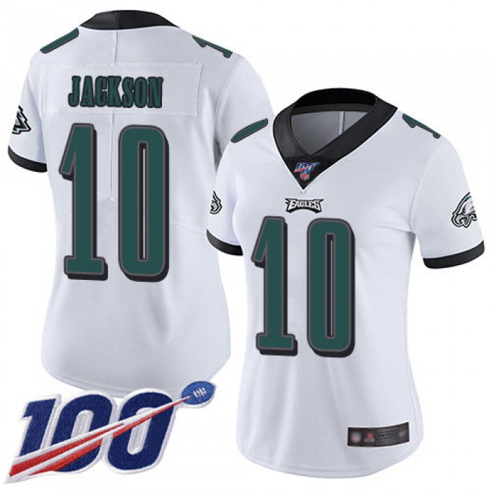 Nike Eagles #10 DeSean Jackson White Women's Stitched NFL 100th Season Vapor Limited Jersey