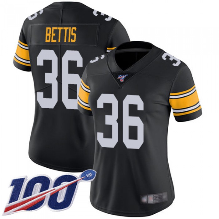 Nike Steelers #36 Jerome Bettis Black Alternate Women's Stitched NFL 100th Season Vapor Limited Jersey