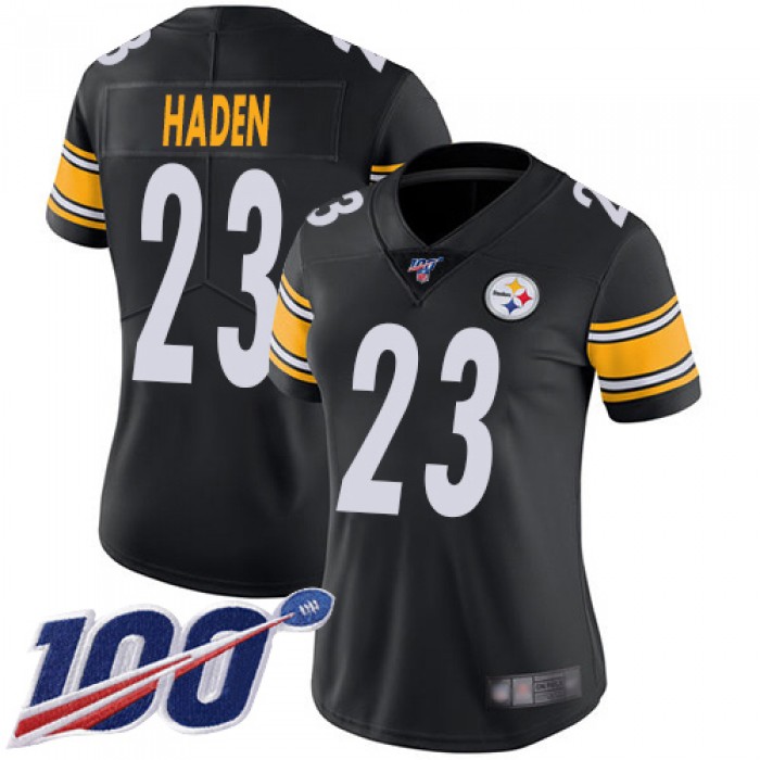 Nike Steelers #23 Joe Haden Black Team Color Women's Stitched NFL 100th Season Vapor Limited Jersey