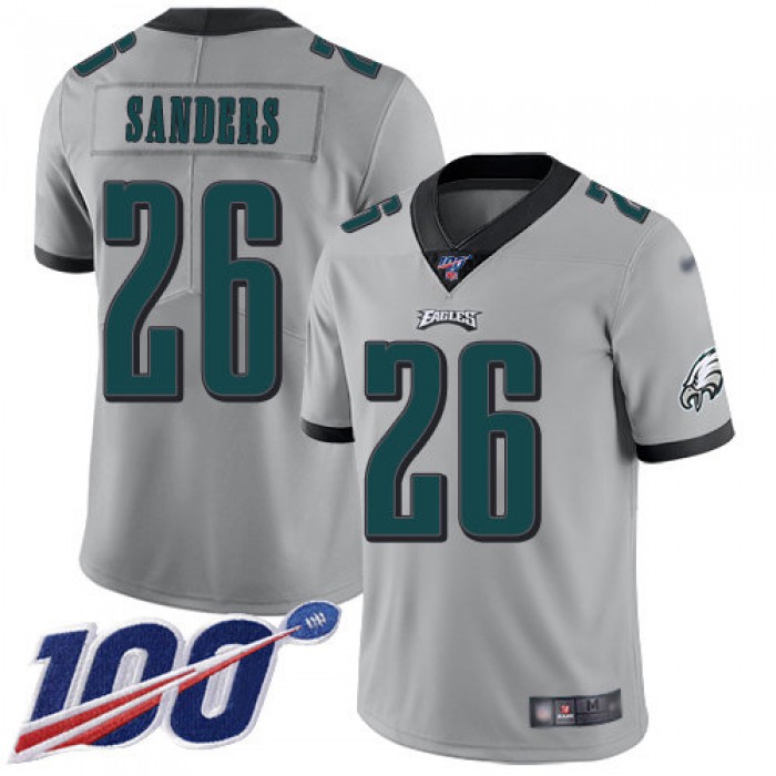 Nike Eagles #26 Miles Sanders Silver Men's Stitched NFL Limited Inverted Legend 100th Season Jersey