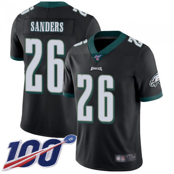 Nike Eagles #26 Miles Sanders Black Alternate Men's Stitched NFL 100th Season Vapor Limited Jersey