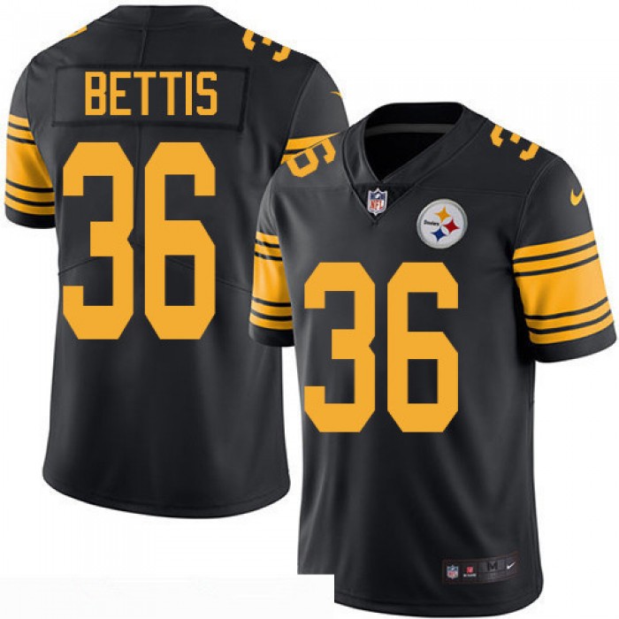 Men's Pittsburgh Steelers #36 Jerome Bettis Retired Black 2016 Color Rush Stitched NFL Nike Limited Jersey