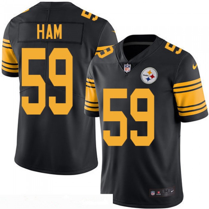 Men's Pittsburgh Steelers #59 Jack Ham Retired Black 2016 Color Rush Stitched NFL Nike Limited Jersey