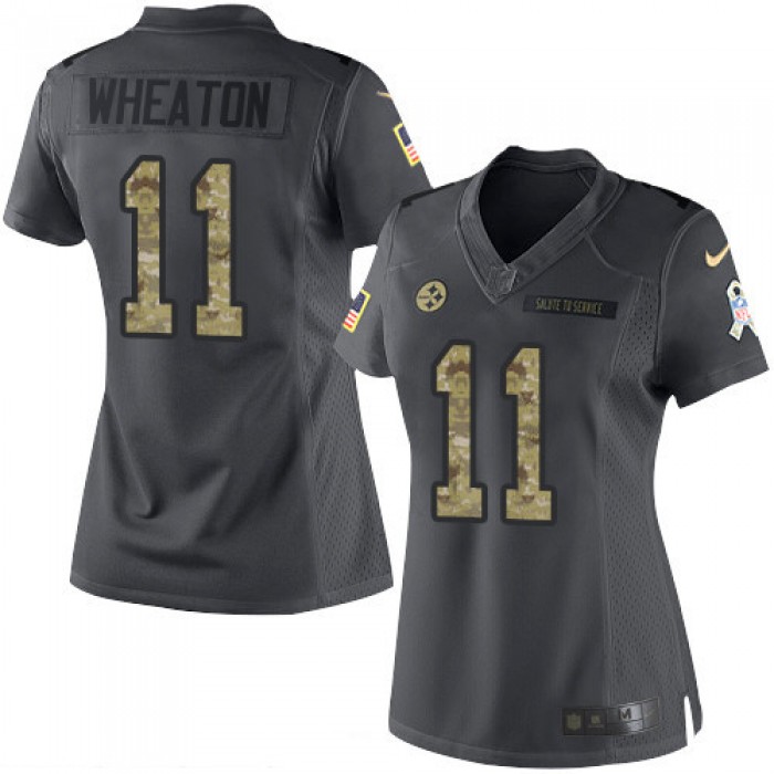 Women's Pittsburgh Steelers #11 Markus Wheaton Black Anthracite 2016 Salute To Service Stitched NFL Nike Limited Jersey