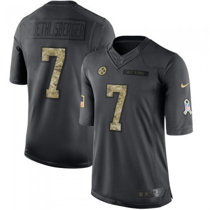 Men's Pittsburgh Steelers #7 Ben Roethlisberger Black Anthracite 2016 Salute To Service Stitched NFL Nike Limited Jersey
