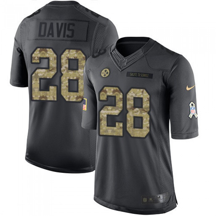 Men's Pittsburgh Steelers #28 Sean Davis Black Anthracite 2016 Salute To Service Stitched NFL Nike Limited Jersey