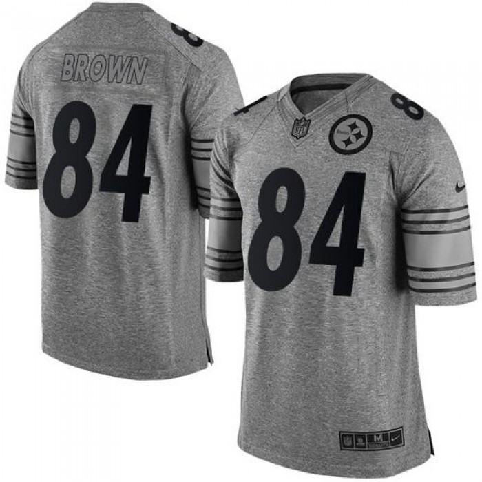 Nike Steelers #84 Antonio Brown Gray Men's Stitched NFL Limited Gridiron Gray Jersey