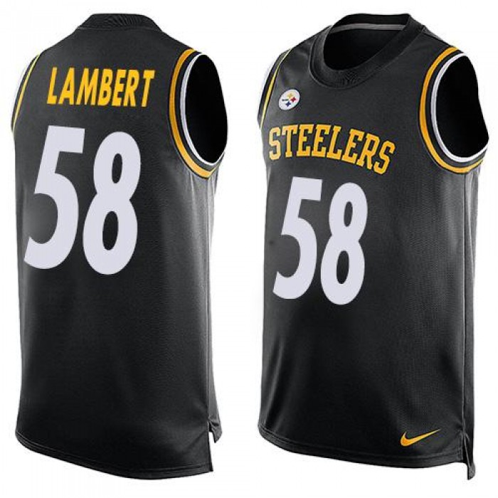 Men's Pittsburgh Steelers #58 Jack Lambert Black Hot Pressing Player Name & Number Nike NFL Tank Top Jersey