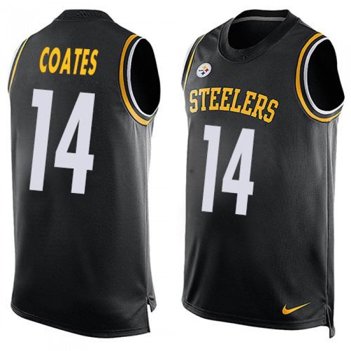 Men's Pittsburgh Steelers #14 Sammie Coates Black Hot Pressing Player Name & Number Nike NFL Tank Top Jersey
