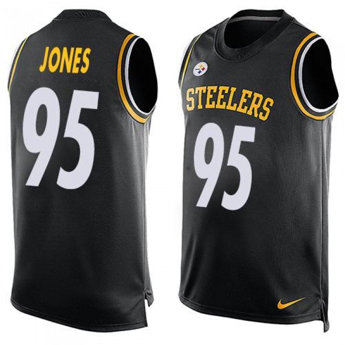 Men's Pittsburgh Steelers #95 Jarvis Jones Black Hot Pressing Player Name & Number Nike NFL Tank Top Jersey