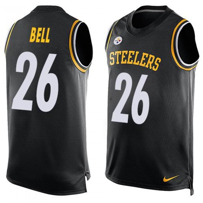 Men's Pittsburgh Steelers #26 Le'Veon Bell Black Hot Pressing Player Name & Number Nike NFL Tank Top Jersey