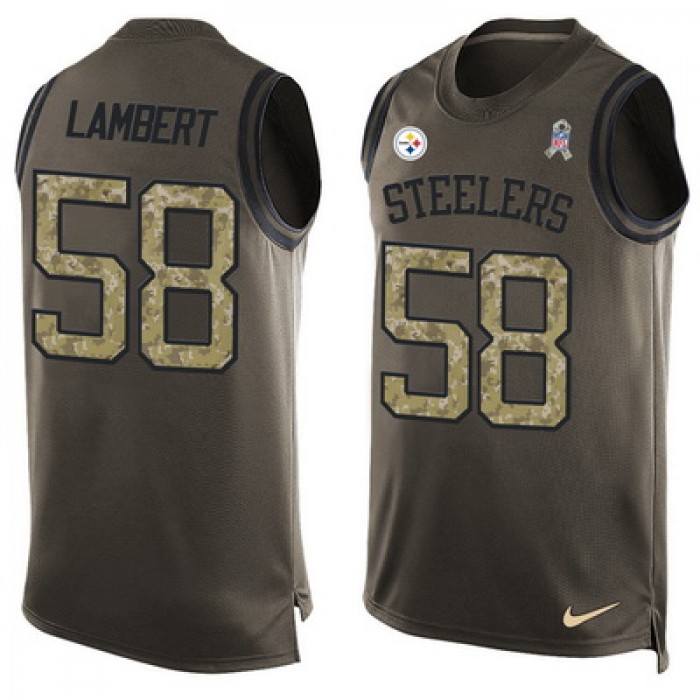 Men's Pittsburgh Steelers #58 Jack Lambert Green Salute to Service Hot Pressing Player Name & Number Nike NFL Tank Top Jersey