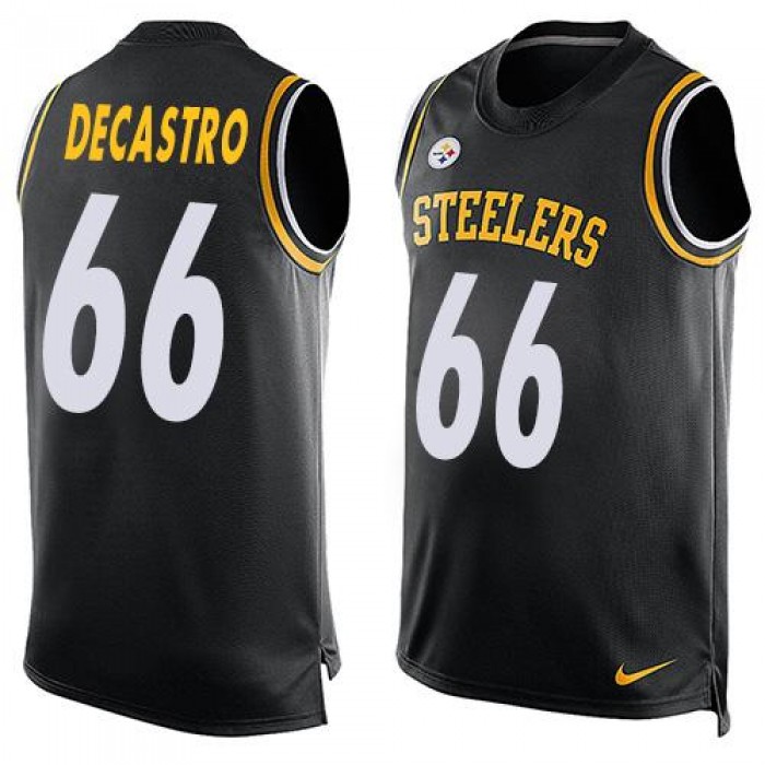 Men's Pittsburgh Steelers #66 David DeCastro Black Hot Pressing Player Name & Number Nike NFL Tank Top Jersey