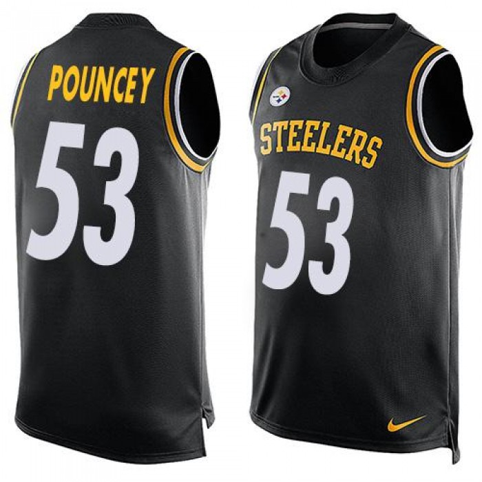 Men's Pittsburgh Steelers #53 Maurkice Pouncey Black Hot Pressing Player Name & Number Nike NFL Tank Top Jersey