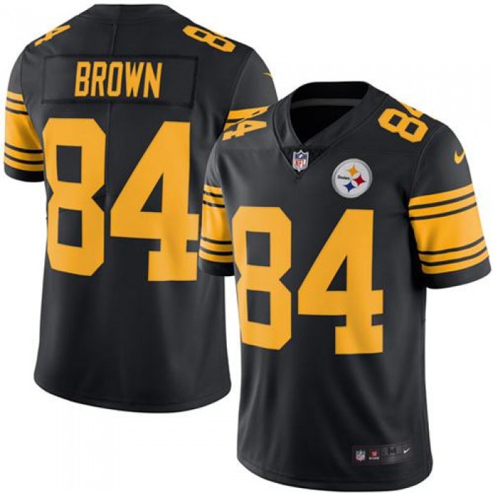 Youth Nike Steelers #84 Antonio Brown Black Stitched NFL Limited Rush Jersey
