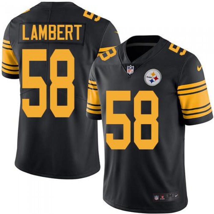 Youth Nike Steelers #58 Jack Lambert Black Stitched NFL Limited Rush Jersey