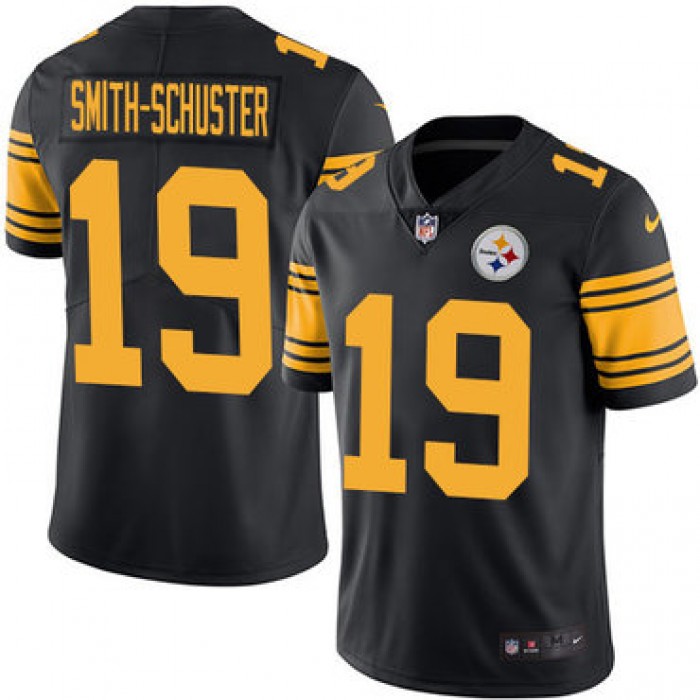 Youth Nike Steelers #19 JuJu Smith-Schuster Black Stitched NFL Limited Rush Jersey