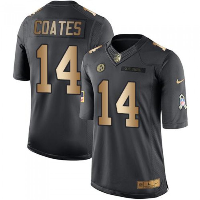Youth Nike Steelers #14 Sammie Coates Black Stitched NFL Limited Gold Salute to Service Jersey