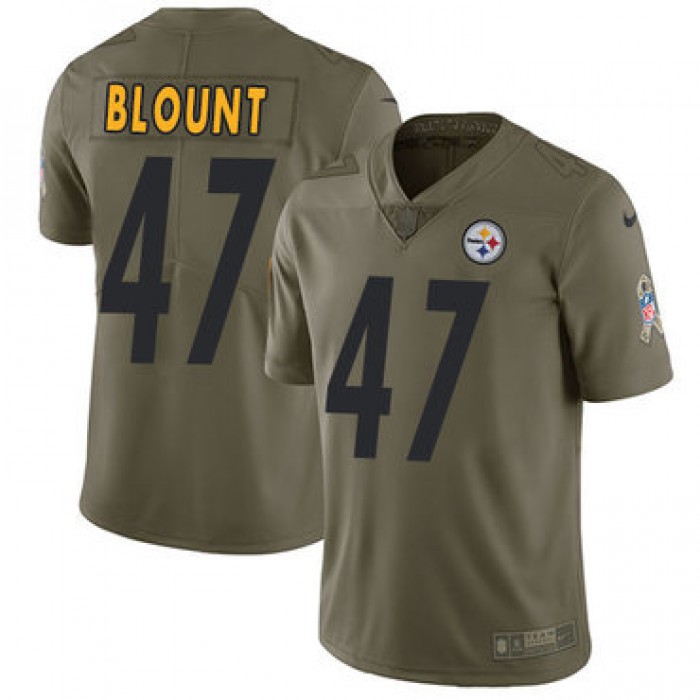 Nike Pittsburgh Steelers #47 Mel Blount Olive Men's Stitched NFL Limited 2017 Salute to Service Jersey