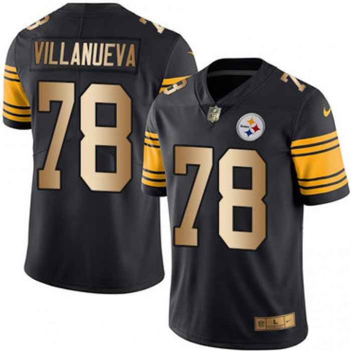 Nike Pittsburgh Steelers #78 Alejandro Villanueva Black Men's Stitched NFL Limited Gold Rush Jersey