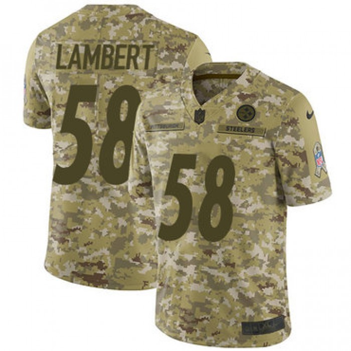 Nike Steelers #58 Jack Lambert Camo Men's Stitched NFL Limited 2018 Salute To Service Jersey