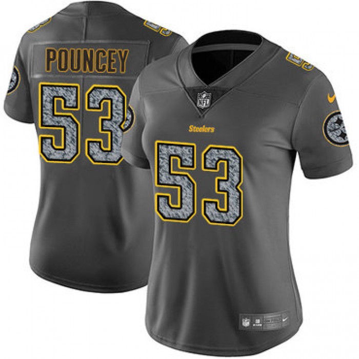 Women's Nike Pittsburgh Steelers #53 Maurkice Pouncey Gray Static Stitched NFL Vapor Untouchable Limited Jersey
