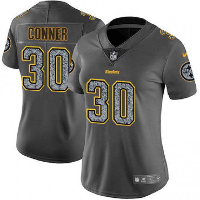 Women's Nike Pittsburgh Steelers #30 James Conner Gray Static Stitched NFL Vapor Untouchable Limited Jersey