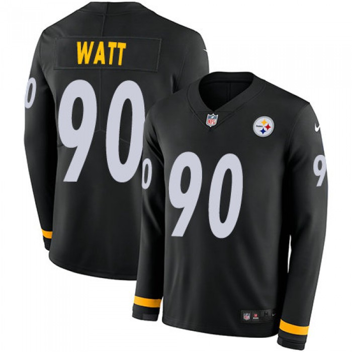 Nike Steelers 90 T. J. Watt Black Team Color Men's Stitched NFL Limited Therma Long Sleeve Jersey