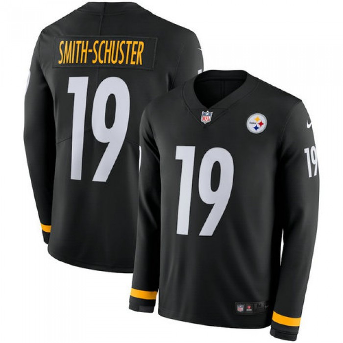 Men Nike Pittsburgh Steelers 19 Smith-schuster black Therma Long Sleeve Jersey