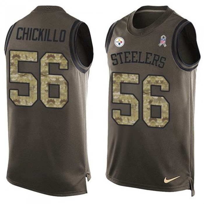 Men's Pittsburgh Steelers#56 Anthony Chickillo Green Nike NFL Salute to Service Tank Top Limited Jersey