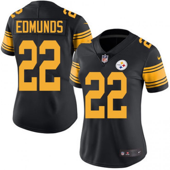 Nike Steelers #22 Terrell Edmunds Black Women's Stitched NFL Limited Rush Jersey
