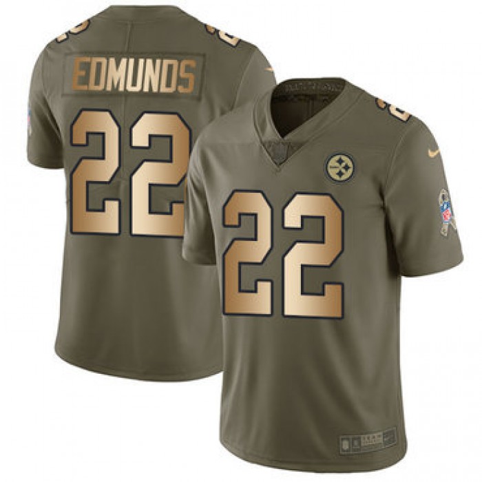 Nike Steelers #22 Terrell Edmunds Olive Gold Youth Stitched NFL Limited 2017 Salute to Service Jersey