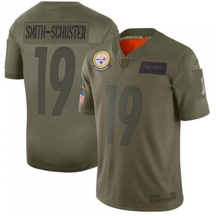 Men Pittsburgh Steelers 19 Smith-Schuster Green Nike Olive Salute To Service Limited NFL Jerseys