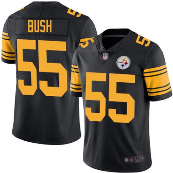 Steelers #55 Devin Bush Black Youth Stitched Football Limited Rush Jersey