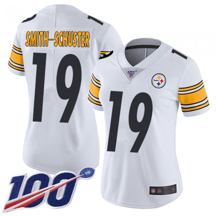 Nike Steelers #19 JuJu Smith-Schuster White Women's Stitched NFL 100th Season Vapor Limited Jersey
