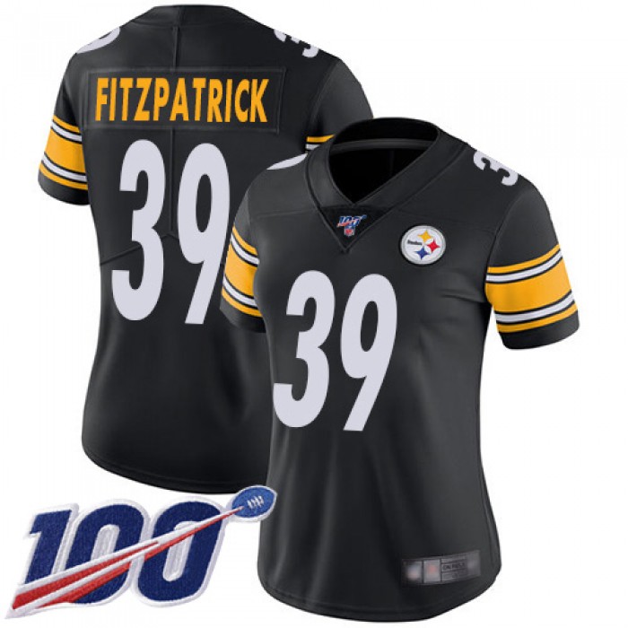Steelers #39 Minkah Fitzpatrick Black Team Color Women's Stitched Football 100th Season Vapor Limited Jersey