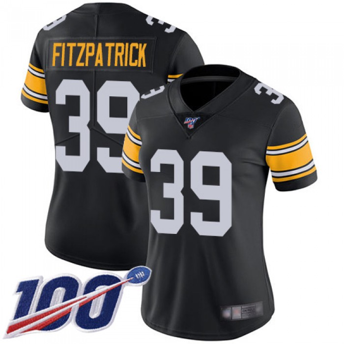 Steelers #39 Minkah Fitzpatrick Black Alternate Women's Stitched Football 100th Season Vapor Limited Jersey