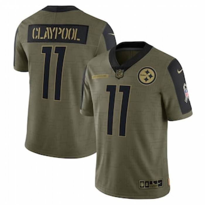 Men's Pittsburgh Steelers #11 Chase Claypool Nike Olive 2021 Salute To Service Limited Player Jersey