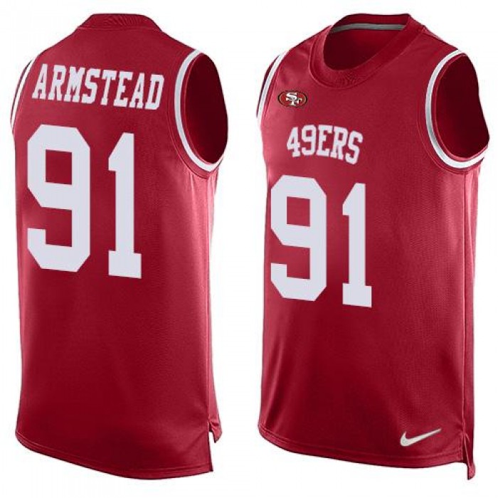 Men's San Francisco 49ers #91 Arik Armstead Red Hot Pressing Player Name & Number Nike NFL Tank Top Jersey