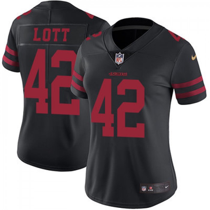 Women's Nike San Francisco 49ers #42 Ronnie Lott Black Alternate Stitched NFL Vapor Untouchable Limited Jersey