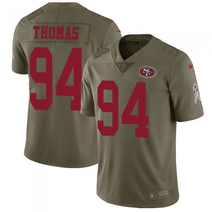 Men's Nike San Francisco 49ers #94 Solomon Thomas Olive 2017 Salute to Service NFL Limited Stitched Jersey